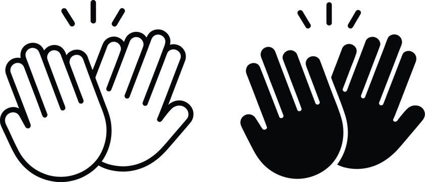 High Five Icon Series in Black Vector Illustration for Teamwork, Celebration, and Success Concepts