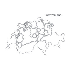 Obraz premium Switzerland Map Outline with Cantons on White Background