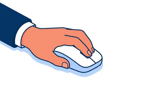 Isometric vector of professional hand clicking computer mouse on white background