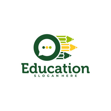 Chat Pencil logo vector template, Creative Pencil design concepts illustration, icon and logo of education design