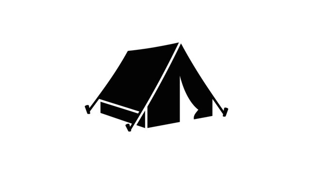 Camping tent silhouette icon for outdoor adventure projects.