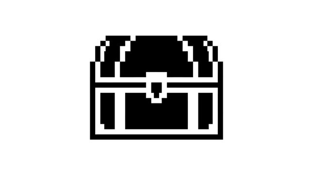 Black pixel art treasure chest icon.