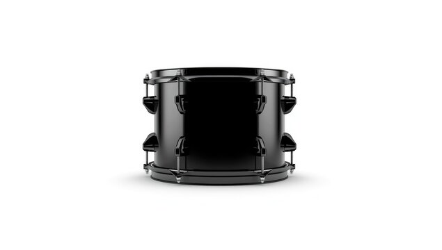 Heavy black metal drum on white background with clipping path