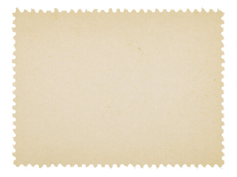 Postage stamp with blank paper design space on transparent background