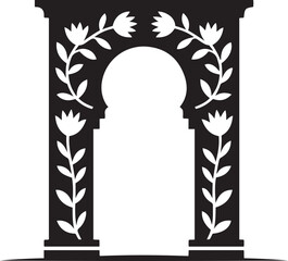 Fototapeta premium Traditional Islamic horseshoe arch frame with ornate floral motif