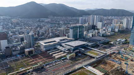 Obraz premium Busan station modern architecture and urban landscape