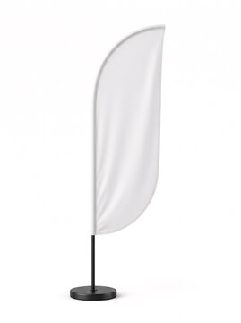Blank Curved Feather Flag Mockup on Stand Isolated White Background