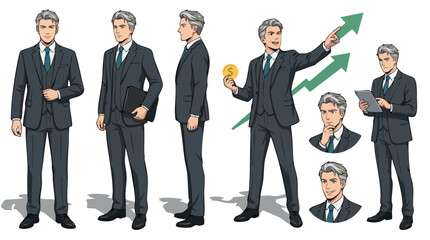 Obraz premium Business Man Poses and Actions Collection.