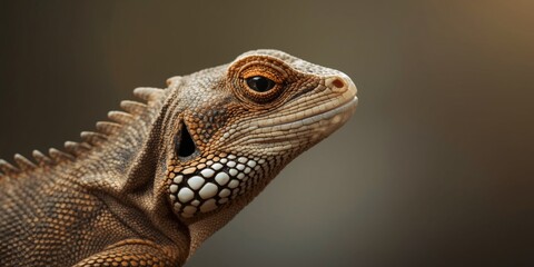 Close-up of a lizard with textured skin and prominent features © AkuAku