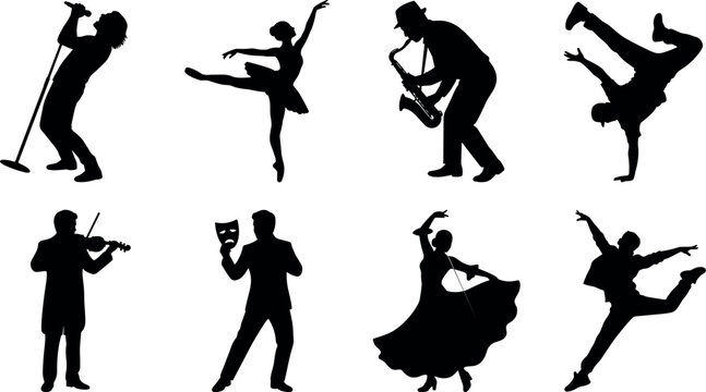 Performing arts theater entertainment and creative artists solid black vector icons set in image_671ee3.pngPerforming arts theater entertainment and creative artists solid black vector icons set in im