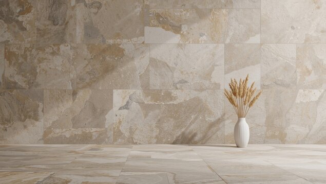 textured shelly limestone floor backdrop with large copy space under diffuse daylight
