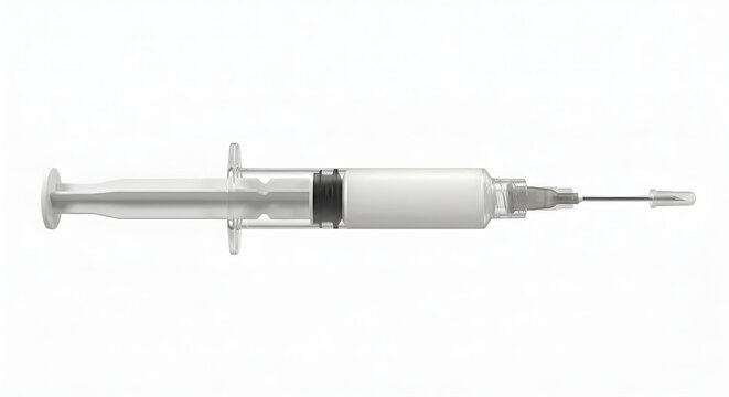 Highly Detailed 3D Render of a Calcium Hydroxide Paste Syringe, suitable for science education, isolated on a white background.