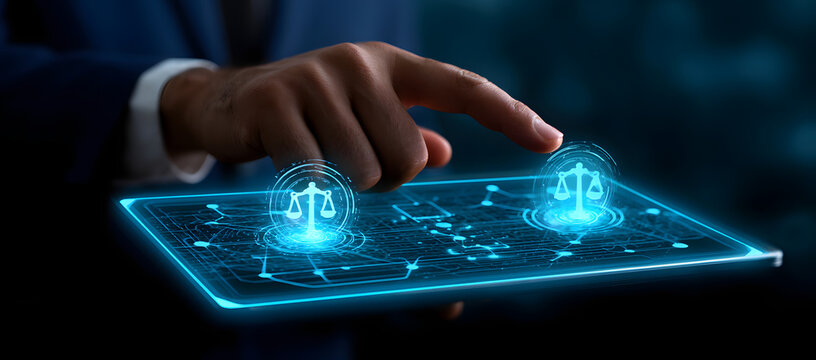 Utilizing AI for regulatory adherence and the legal analysis of business contracts. A concept involving meeting standards and scrutinizing agreements. Motif