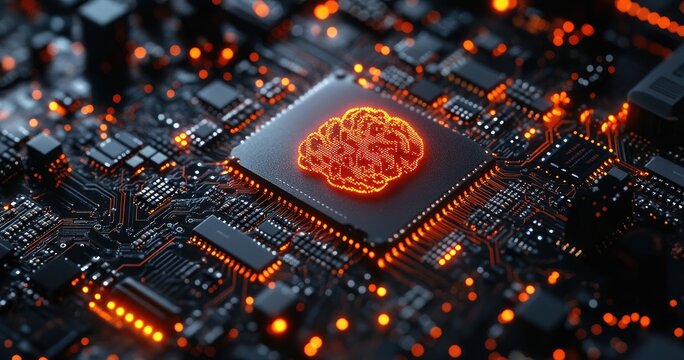 High-Tech Circuit Board with Illuminated Processor and Modern Design | AI Generated