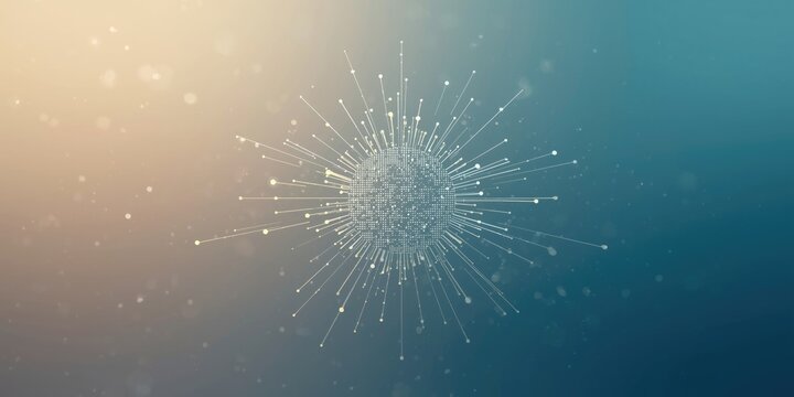 Next generation AI algorithms operating inside a beige and blue gradient data network featuring copy space