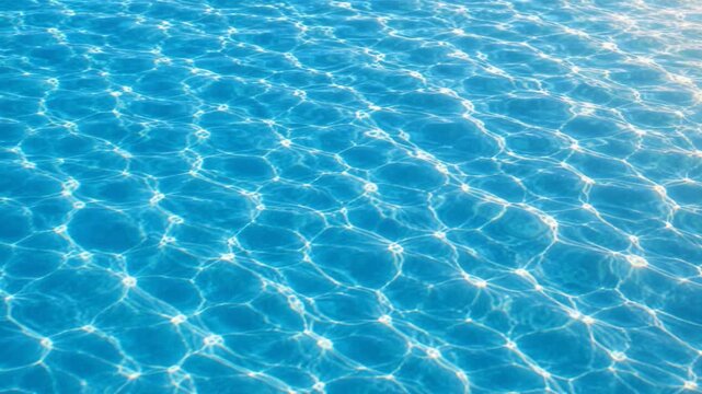 Luxury Turquoise Pool Water Surface with Natural Wind Driven Ripples and Dancing Sunlight Caustics Motion Background