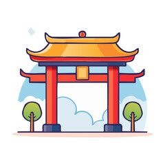 Obraz premium Colorful Torii Gate Illustration with Flat Design