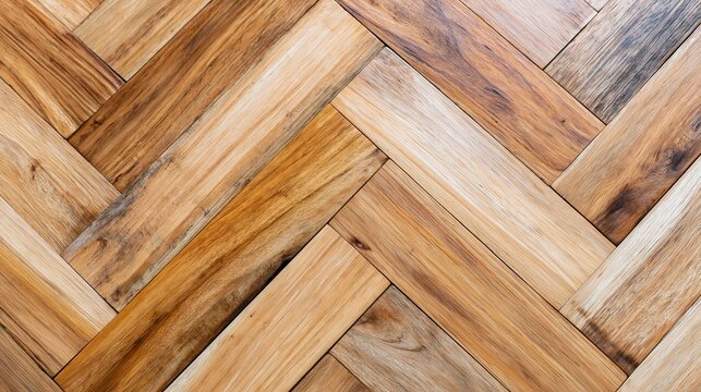 Wooden parquet floor surface featuring herringbone pattern, rich natural texture, and warm tones from a top perspective