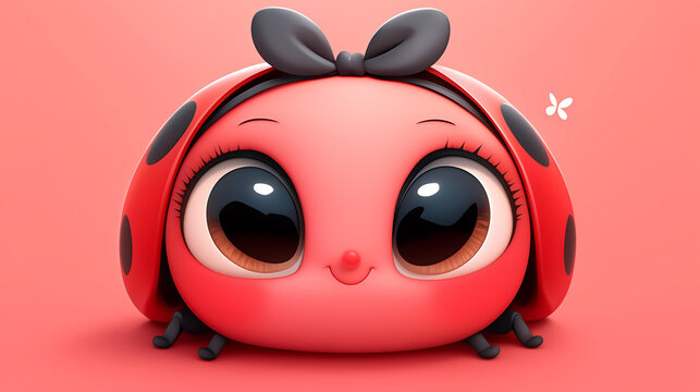 Cute ladybug on red background