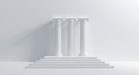 Naklejka premium Minimalist illustration of three classic columns symbolizing SEO authority relevance and experience