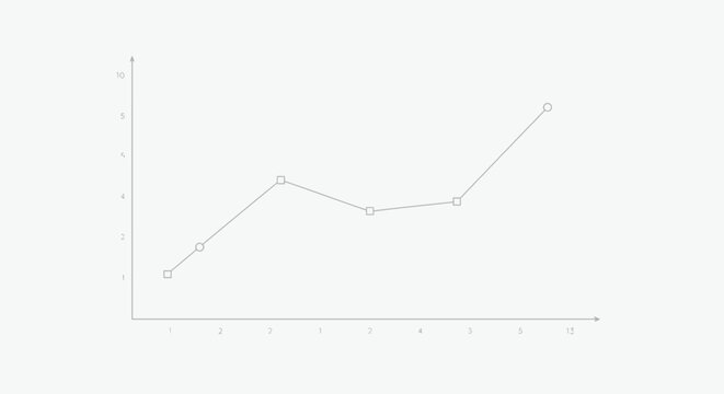 Clean Line Graph Illustration of Business Data Trends. Simple Financial Performance Chart with Data Points on White Background.