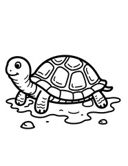 Fototapeta premium Cute Turtle Coloring Page for Children