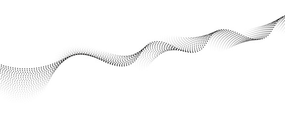 Fototapeta premium Flowing Dot Wave halftone gradient pattern on transparent background 