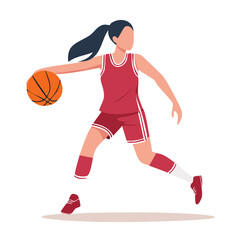 Naklejka premium Female basketball player in action with ball