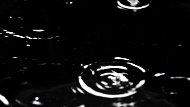 Water droplets into a puddle texture during a rain shower. 