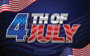Naklejka na ściany i meble Independence Day 3D Editable text style effect