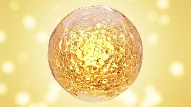 Water Molecule Capsule with Dense Orange Active Vitamin C and Retinol Ingredient. 3D render