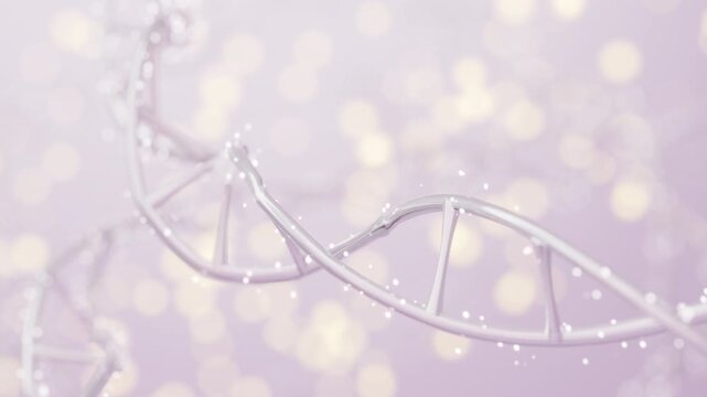 Twisting Liquid DNA Helix with Bokeh Light for Science and Cosmetic Background. 3D render