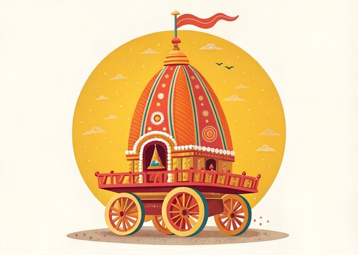 Traditional Rath Yatra Temple Chariot Illustration &ndash; Culture, Religion, Heritage, Festival, Ceremony, Celebration, Spirituality, Tradition, Art
