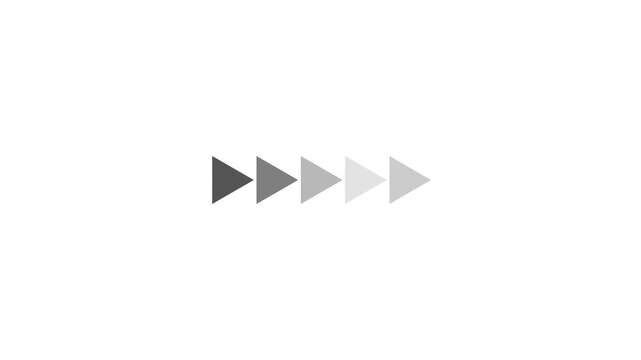 Fast forward white symbols icon symbol.Right directional arrows animation white background.Progress, direction, and fast forward transitions.
