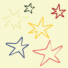 Obraz premium Multicolor hand drawn organic star doodles