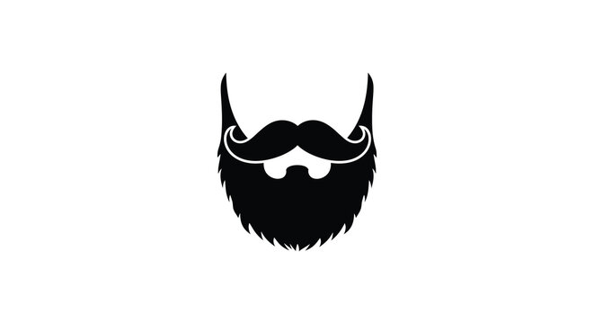 Black Silhouette Of A Man s Mustache And Beard Against White Background