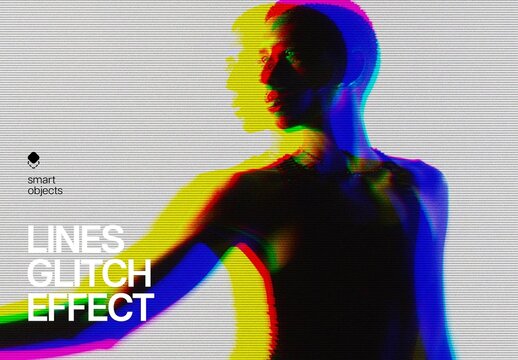 Lines Noise Glitch Photo Effect For Poster And Social Media Design