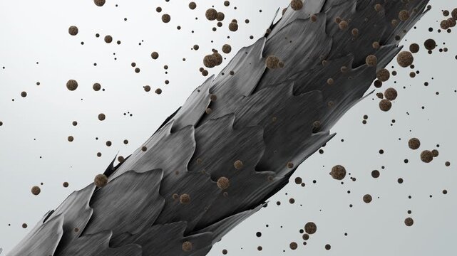 3D hair damaged by pollution dust pm2.5 dirty smoke dirty strand damage concept animation