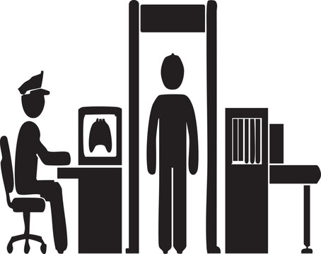 Hospital healthcare security checkpoint and screening Silhouette icon