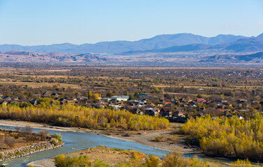 Landscape of river Kura in Caucasus mountains in Georgia © Pavel