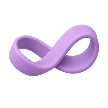 Soft lavender infinity symbol floats against transparent background. Its smooth curves suggest endless flow or limitless potential. Ideal for design, branding. Minimalist style draws attention to form