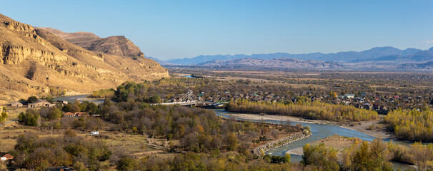 Landscape of river Kura in Caucasus mountains and Uplistsikhe town in Georgia © Pavel