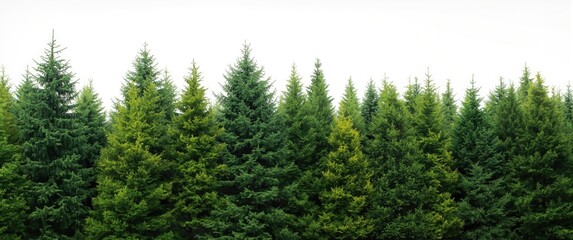 Fototapeta premium Translucent background featuring a cleanly masked row of green trees and pine trees for design use