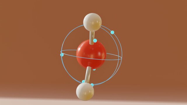 Chemical Molecule Bond and Atom Model 3D Rendering with Orbiting Electrons