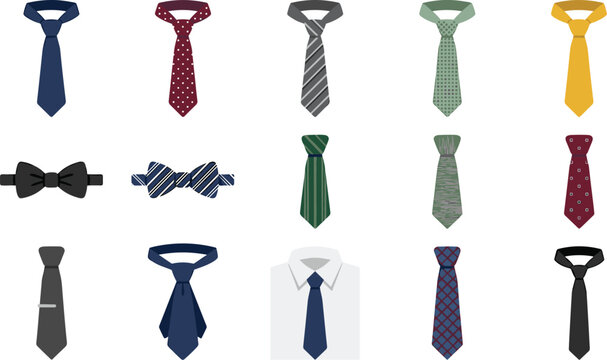 Necktie and Bow Tie Collection Featuring Formal Business Accessories, Patterned Neckwear, Professional Fashion Elements, and Corporate Dress Code Styles