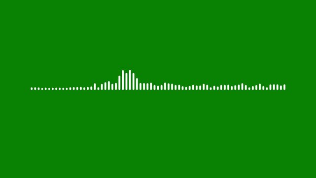 High energy audio waveform spectrum animation featuring white sound frequency lines and reactive equalizer rhythm bars green screen background seamless visualizer effect in 4k.