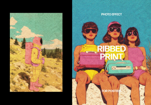 Vertical Ribbed Print Photo Effect For Poster And Print Design