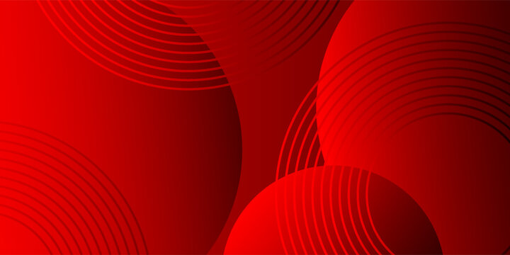 Abstract dark red geometric background with dynamic overlapping circles and concentric ring lines, modern premium vibrant vector banner for corporate presentation or web design
