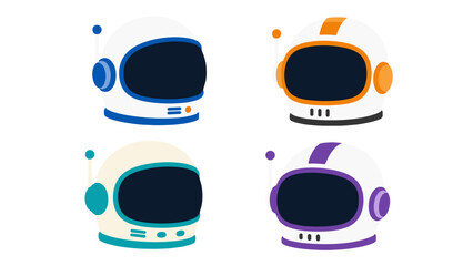 Cartoon astronaut helmet set with colorful space suit headgear © Alan