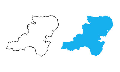 Obraz premium Aberdeenshire Map, a council area of Scotland. Map in various outline and blue silhouette styles 
